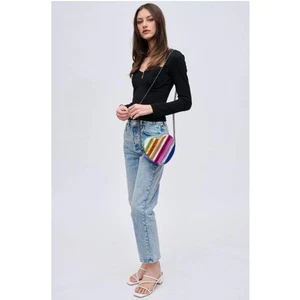 URBAN EXPRESSIONS Metallic Rainbow Heart Crossbody Bag Handtasche mit Kettenriemen - Bild 1 von 10