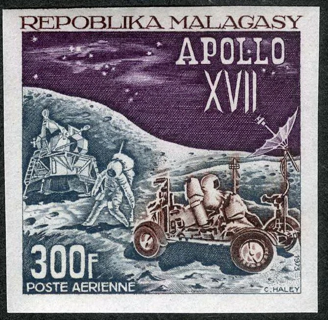 Мадагаскар 1973 Apollo 17 Moon Landing Imperforate как новый без наклеек и следов (SC# C111) - Изображение 1 из 1