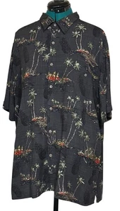 Batek Bay Button-Down Casual Shirt Tropical Beach Theme 100% Rayon Men's Size XL - Picture 1 of 14