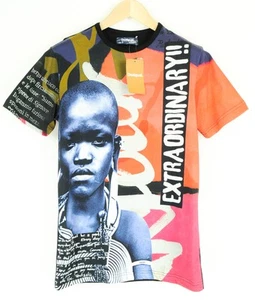 DESIGUAL Edmund Men'S Tee S Colorful Print Jersey Slang Crew Neck Casual - Picture 1 of 8