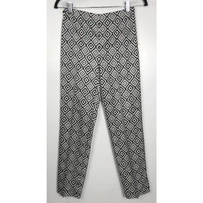 Prada Women's 36 Pants Diamond Pattern Wool Silk Blend Office Monochrome - Image 1 of 4