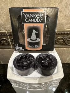 VINTAGE 2013 YANKEE CANDLE WITCHES' BREW PATCHOULI TEALIGHTS HALLOWEEN BOX of 12 - Picture 1 of 7