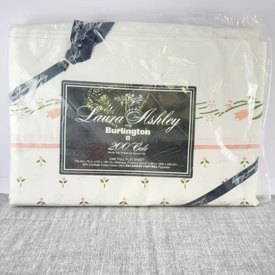 De Colección Nuevo Antiguo Stock Laura Ashley Castleberry Sábana Plana Completa Rosa Floral 200 TC Foto 1 de 4