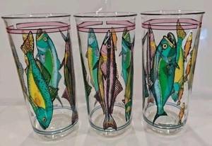 3er Set Vintage große Acryl Durchbruch Fisch Gläser leuchtende Farben Angeln  - Bild 1 von 10