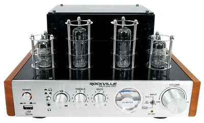 Rockville Blutube WD 70w Bluetooth Tube Amplifier/Home Stereo Receiver 2-Tone - Image 1 of 4