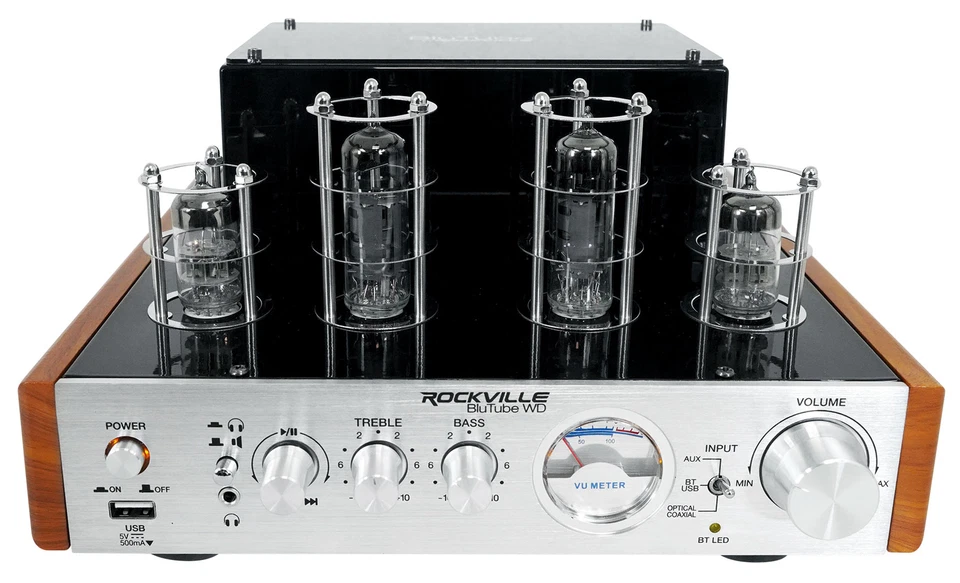 Rockville Blutube WD 70w Bluetooth Tube Amplifier/Home Stereo Receiver 2-Tone - Image 1 of 4