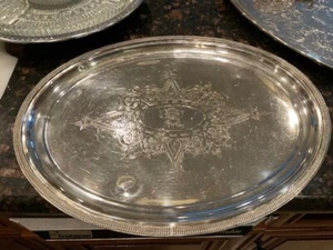Antique Gorham Silver 16 1/4" x 12 1/4" Hand Engraved Ornate Oval Platter - Picture 1 of 7
