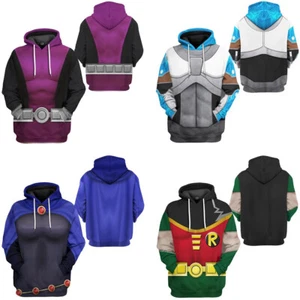 Cosplay Teen Titans Robin Starfire Cyborg 3D Hoodies Adult Sweatshirts Jackets - Picture 1 of 12
