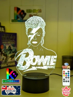 DAVID BOWIE ROCK LEGEND PERSONALIZADO 3D LED Luz Nocturna 7 Colores Lámpara Cambiante  Foto 1 de 4