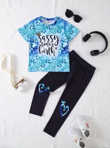 SASSY SINCE BIRTH Printed Girls 2PCS Short Sleeve Set, Size 5/6 - Picture 1 of 5