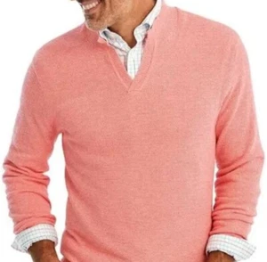 Johnnie-O Golf Mens Knit Sweater V-Neck Belmore Confetti Pink Pullover XL  $178 - Picture 1 of 5