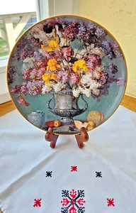 Irises and Silver Franklin Mint Porzelanteller , Neu mit Halterung - Bild 1 von 6