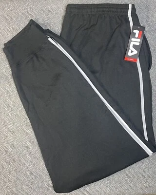 FILA Big & Tall Men's 3XLT Black Joggers with Striped Sides NWT - Image 1 of 4