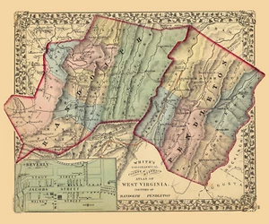 1873 Karte von Randolph und Pendleton County West Virginia - Bild 1 von 4