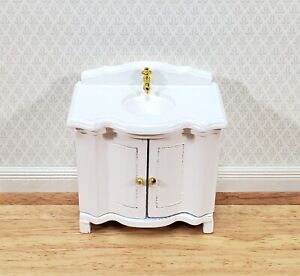 Dollhouse Bathroom Sink Cabinet in White 1:12 Scale Miniature Furniture