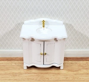 Dollhouse Bathroom Sink Cabinet in White w/ Doors 1:12 Scale Miniature Furniture - Picture 1 of 6