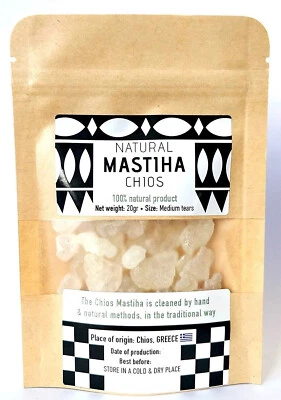 TERRA GREEK Mastic Gum Chios Mastiha Gum Greek 100% Natural Packs 20 gr / 0.7Oz Medium Tears