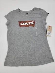 Levi’s Ruffle Logo Short Sleeve Glitter Shirt Girls Lg Youth 12-13 Gray NEW NWT - Picture 1 of 7