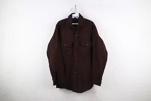 Vintage 60s 70s Woolrich Mens Medium Faded Chamois Cloth Buton Shirt Brown USA - Picture 1 of 13