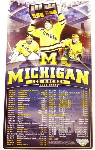 2008-09 Michigan Wolverines Hockey Magnet Schedule Cover
