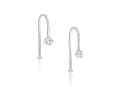 Серьги-кольца из платины 950 0,10 карата с подлинными бриллиантами ручная работа повседневная одежда - Изображение 1 из 3