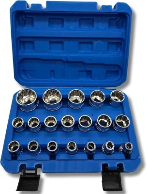 AC TOOLS Juego 19 vasos de 12 caras 1/2 + maletin, medidas de 8-32mm, multipunta