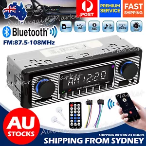 Car Stereo Radio Bluetooth Vintage Single Din Head Unit MP3 Player AUX/FM/USB AU - Picture 1 of 10