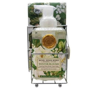 Michel Design Works Winter Blooms Foaming Soap and Napkins in Silver Tone Cady - Picture 1 of 6