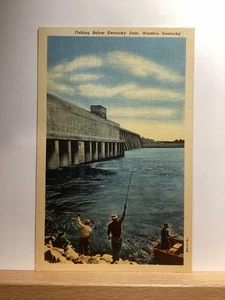 Fishing Along Side of Kentucky Dam: Western, KY - Vintage Postcard - Picture 1 of 3