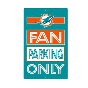 Miami Dolphins Fan Parking USA Metal Wall Sign, 7.5" x 11.5" - Picture 1 of 2