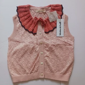 Misha And Puff Zoe Vest Girls Shirt Heart Eyelet Crochet Collar 9-10y NWT - Picture 1 of 9