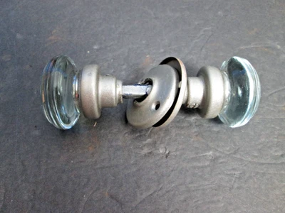 Pomos de puerta vintage cristal cortado placas de plata antiguas hechas en EE. UU. B1 Foto 1 de 3