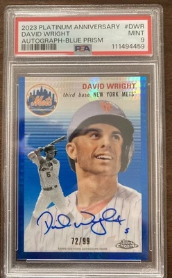 2023 Topps Platinum Anniversary David Wright  PSA 9 Blue Refractor Auto /99  - Image 1 of 2