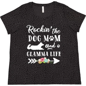 Inktastic Rockin' The Dog Mom And Glamma Life Women's Plus Size T-Shirt Mothers - Picture 1 of 2