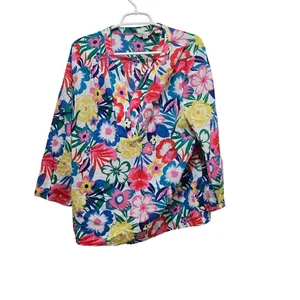 Boden Bright Floral Cotton Tunic Top Long Sleeve Size 20/22 - Picture 1 of 10