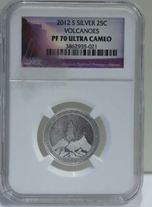2012 S US Silver Proof Quarter Volcanoes 25c NGC PF70 UC - Picture 1 of 2