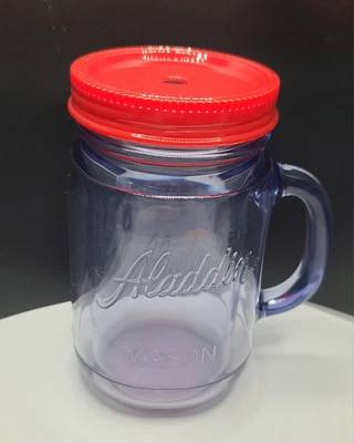 Aladdin 16 floz Purple Tint Insulated Double-Wall Mason Jar Tumbler Red Lid - Image 1 of 4