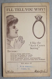 W. G. Curley Jewelry Store Geneseo Illinois Jewelers Vintage 1906 Postcard - Picture 1 of 3