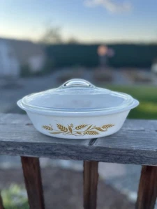 Jeannette Glass Americana Wheat Large Oval Covered Casserole Made in USA 2quart - Picture 1 of 5