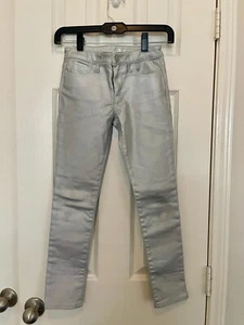 Gap Kids Super Skinny Silver Shiny Metallic Jeans Size - Picture 1 of 2