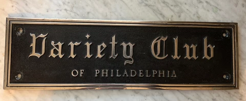 Variety Club of Philadelphia ~ Antique Metal Building Sign ~ 20" by Six Inches Cover