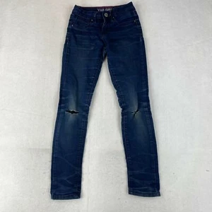 YMI Girl Super Skinny Distressed Jeans Kids Size 8 Blue Dark Wash Cotton Blend - Picture 1 of 11