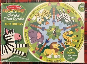 New Zoo Friends, Toddler Floor Puzzle Melissa & Doug 12 Piece Round Ages 2+ - Picture 1 of 2