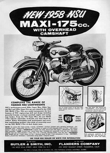 1958 NSU Maxi 175 Motorcycle Original Ad - Picture 1 of 1