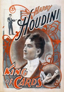 M53 Vintage Harry Houdini King Of Cards Magic Show Poster Re-Print A4