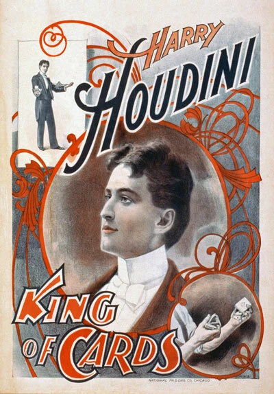 M53 Vintage Harry Houdini King Of Cards Magic Show Poster Re-Print A4 - Image 1 of 1