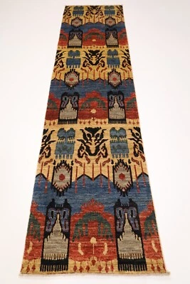 10 ft Hallway Tribal Runner Rug Afghan Hand Knotted 100% Wool Bedroom Rug - Image 1 of 4