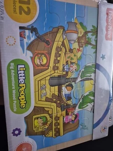 WOOD ACTIVITIES | FISHER PRICE LITTLE PEOPLE 12 PIECE WOOD JIGSAW PUZZLE pirate - Picture 1 of 1