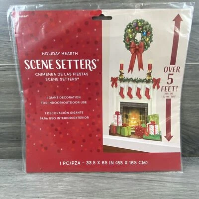 Setters de escena de fotos de chimenea navideña Holiday Hearth sellados Amscan Foto 1 de 4