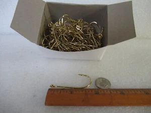 100 GOLD BAITHOLDER HOOKS PORGY SEA BASS TROUT PANFISH BAIT FISHING PICK HOOK SZ - Picture 1 of 22